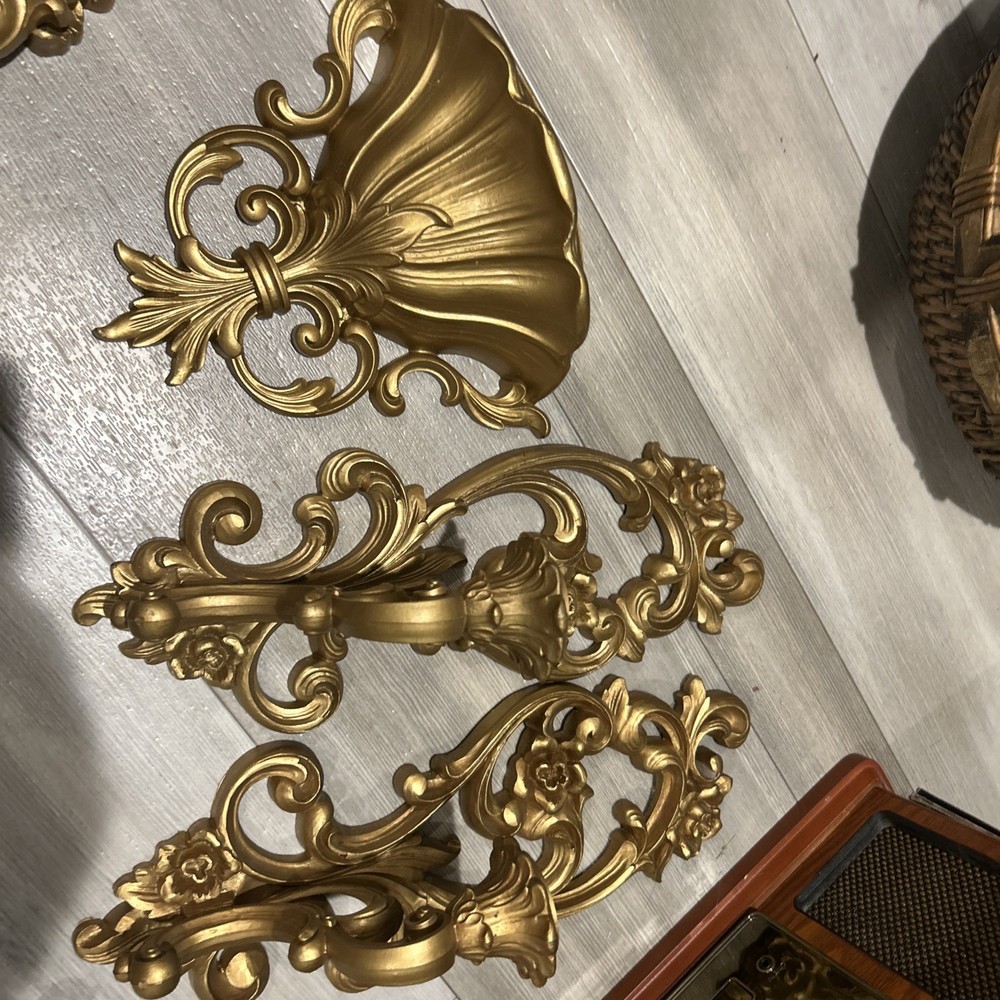 vintage 1970s Homco or Syroco gold wall decor