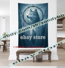 Wolf Dreamcatcher Tapestry 3D relief look Wall Art native decor 39X59 in