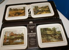 Clover Leaf Table 6 Coasters Made in United Kingdom ORIGINAL BOX SCENES IN PICT