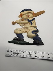 3 pc Vintage SEXTON Aluminum Metal Baseball Player Wall Hanging Plaque set