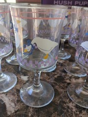 AUNT RHODY GOOSE STEM GLASSES 10 oz. VINTAGE Set of 5 EXCELLENT CONDITION