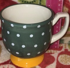 Footed Large Mug PIONEER WOMAN From my Frontier to Yours Polka Dot Green Fun