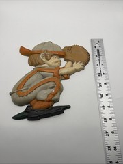 3 pc Vintage SEXTON Aluminum Metal Baseball Player Wall Hanging Plaque set