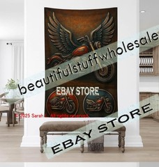 Motorcycle tapestry biker americana wall art room decor 59X82 in