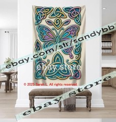 Celtic Butterfly Knot Tapestry 3D relief look Wall Art nature 39X59 in