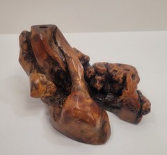 GLASS BARON burl wood display stand only sculptural dark brown