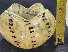 Viz Art Glass Studio Bowl – Pinched Ruffled Edge – Hand Blown
