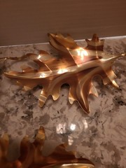 3 VTG Home Interiors Homco Brass Oak Leaves Wall Plaques Hangings MCM