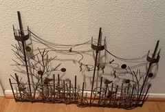 Vintage Copper Bicycle Park Wall Art