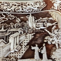 Vintage Resin Dynasty Relief Carved Tray Decor 1982 Arnart Imports