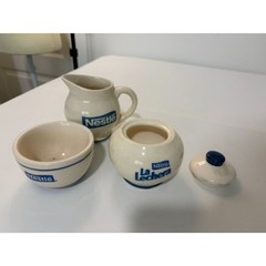 vtg. NESTLE La Lechera Creamer, sugar bowl and mixing bowl set