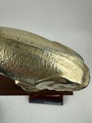 Bass Fishing Trophy “Biggest Bass” 1973 W/ Metal Fish Topper & Marble 15” VTG GC