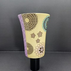 Hues & Brews Lyria Saffron Art Yellow Purple Boho Floral Latte Mug 10 oz