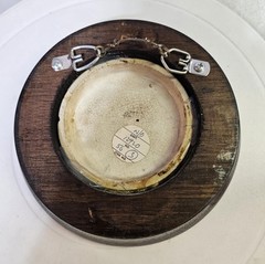 Antique vtg Victorian Framed Wall Hanging English Prattware Pot Lids Couple-READ