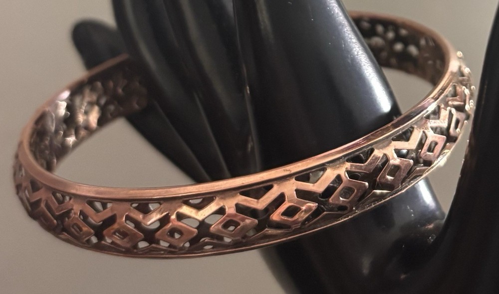 Antique Norwegian Rose Gold Tone filigree Bracelet Cutout X’s , Norway STUNNING