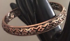 Antique Norwegian Rose Gold Tone filigree Bracelet Cutout X’s , Norway STUNNING