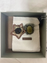 Marni Olive Green Leather & Stone Brooch with Tag & Box Used