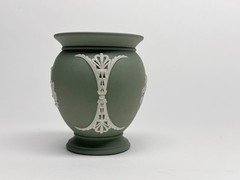 Wedgewood Green Jasperware Winged Horse – Neoclassical Small Vase 3.75″ x 2.75″