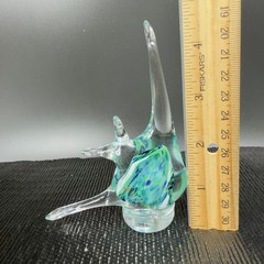 Vintage Czech Republic Hand Made Art Glass Figurine Fish Figure Hand Blown Glass