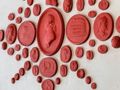 #1013 Grand Tour Revival Neoclassical Vintage Red Plaster Cast Waxed Intaglio Ar