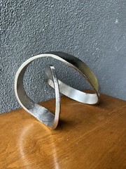 Mental Abstract Ribbon Sculpture Metal Art Modernist Mid Century Mcm
