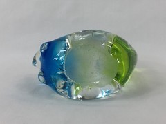 Vintage Hand Blown Art Glass Squirrel Figurine Blue Clear Green 3 1/2″ Tall