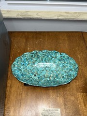 Jay King Green/blue Turquoise Mosaic Scalloped Stainless Edge Bowl