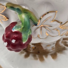 VTG Porcelain Centerpiece Bowl Cherub Occupied Japan Hand Painted Gold Trim