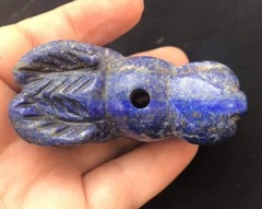 Highe Grade Lapiz Lazui Stone Very Antique Old Wild Bull Animal Amulet Bead