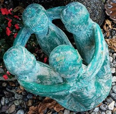 TABLE vtg circle of friends mayan aztec mexican candle garden sculpture western