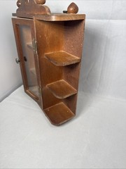 Vintage Miniture Wood Footed Curio Cabinet, with 3 Shelves 8.5″x7″x2″