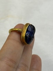 Stunning Ancient Roman Solid High Karat Gold Ring With Unique Blue Stone