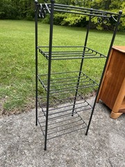 Longaberger Wrought Iron 5 Tier Stand Shelf with 2 Wood Shelves EUC Woodcrafts