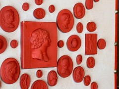 #1013 Grand Tour Revival Neoclassical Vintage Red Plaster Cast Waxed Intaglio Ar