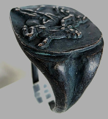 300 BC Ancient Roman Silver Ring Mithras mystery god of legions and victories