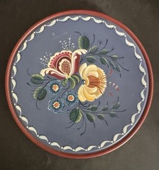 Vintage 1987 Hand Painted Rosemaling Wall Plaque D 8” Signed Anet Onstott