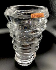 9 1/2 ” Nachtmann Clear Lead Crystal Vase Germany Looks Like A Tornado Fun