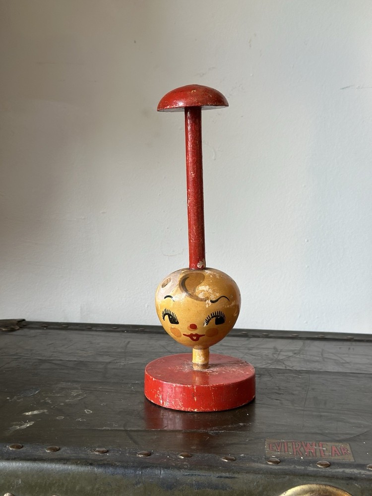Antique Hat Wig Stand Painted Flapper Lady Girl – ART DECO possibly German 20s