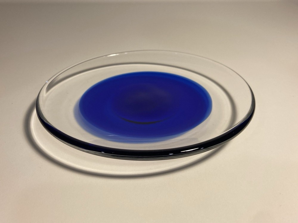 Willy Johansson? Hadeland Handmade Scandinavian Cobalt Plate Art Glass 6 3/8″