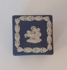Small Wedgwood Dark Blue Jasperware Square Trinket Box 1.5×1.5 inch