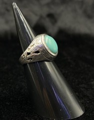 Afghan Sterling Silver Old Vintage Central Asia Ring With Natural Turquoise Ston