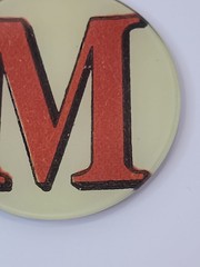 John Derain Red Letter “M” Signed 5.25 Plate Decoupage Hand Blown Glass New York