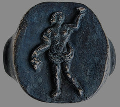 300 BC Ancient Roman Silver Ring Bacchus god of wine, winemaking, fertility