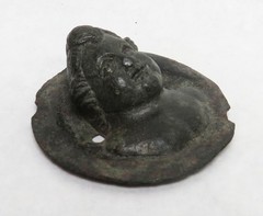 1ST-2ND CENTURY AD ROME RELIEF FIGURAL BRONZE PHALERA GOD BACCHUS ORNAMENT MOUNT