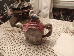 Vintage 1990’s Ceramic Cottage Teapots NOS Decorative Knick Knack