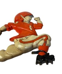 Vintage 1976 HOMCO Cast Metal Orange Team Football Player Hanging Wall Plaque US