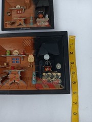 Vintage Switzerland 3D Wooden Shadow Boxes Folk Art Diorama Primitive Pair