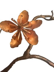 Vintage 60s Home Interior MCM Copper & Gold Tone Metal Wall Art Flower Stems