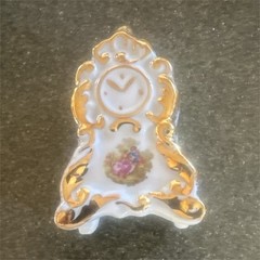 Limoges Castel Porcelain Decorative Clock with Gold Accents and Floral Design