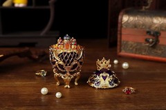 Faberge Egg Trinket Boxes Classic Enamel Hand-Painted Vintage Ornaments Metal…